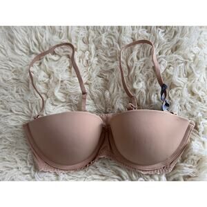 Aerie Strapless Bra 36B Nude Real Happy Lightly Lined Wireless New